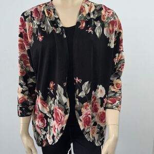 Mauve Anthropologie Cardigan Top Size Large Floral Print Open Front